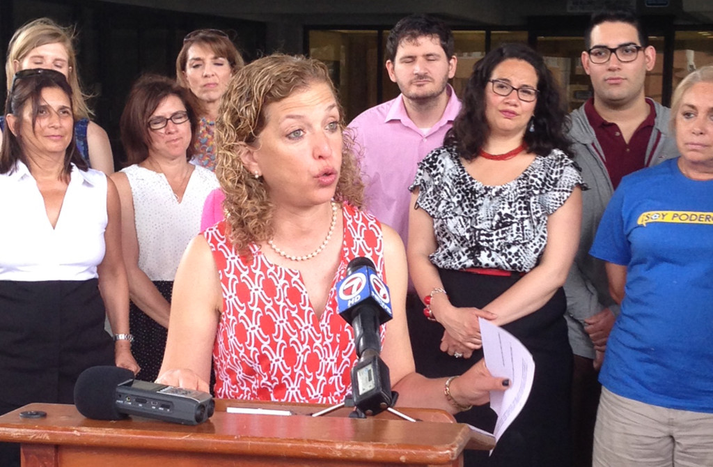 Rep. Wasserman Schultz speaks to the media.
